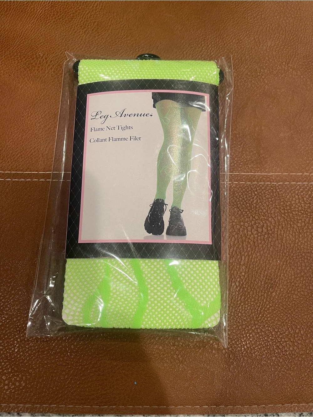 Leg Avenue Neon Lime Flame Net Tights
